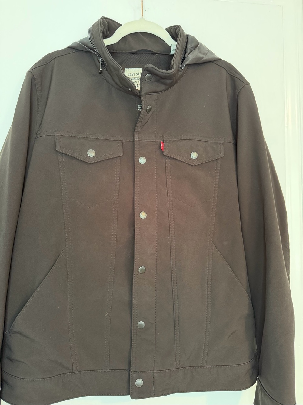 Levi's Men's Black Softshell Hooded Trucker Jacket, Sz L - Picture 3 of 10
